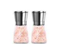 2pk Salt & Pepper Mill Stainless Steel Acrylic Glass With Ceramic Grinder