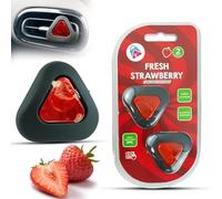 2Pk Strawberry Car Air Fresheners Vent Clip Diffusers with Fresh Strawberry Scent, Adjustable Low & High Fragrance Modes, Long Lasting 60 Days 3ml Each for Car Home Office Vehicle Interior