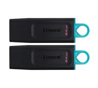 2Pk USB Kingston Data Traveler 64GB USB 3.2 Memory Stick Flash Drive Keyring Cap