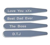 2PLUS2 2 Pairs of Engraved Cutaway Collar Shirt Stiffeners Stays Customised in Stainless Steel Personalised