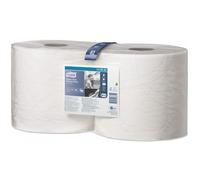 Tork 130062 Heavy-Duty Wiping Paper / 2 Ply Absorbent Paper Roll Suitable for Tork W1 and W2 Systems / White / 2 x 170m / Ø 26.2cm