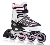 2pm Sports Adjustable Inline Skates, Stylish Design Beginner Roller Skates for Boys and Girls - Pink Large