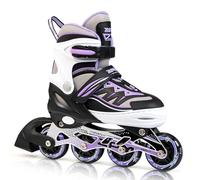 2pm Sports Adjustable Inline Skates, Stylish Design Beginner Roller Skates for Boys and Girls - Purple Small