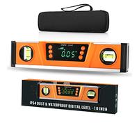 2PM TOOLS 10-Inch Digital Torpedo Level and Protractor | Neodymium Magnets | Bright LED Display | V-GROOVE MAGNETIC BASE | IP54 Dust/Water Resistant smart level with Carrying Bag, Orange, (L305)