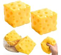 2PS Big Cheese Squishy,7*7CM Squishy Cheese Sugar Cube Sensory Toy,Soft Squishie Stress Relief Block,Anxiety Relief Fidget Toy - Stress Relief Squeeze Ball for Adults and Children