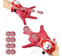 2PS Spider Web Gloves, Spider Web Shooter for Kids age 5-15, Interactive Fun Children's Educational Spider Launcher Toys for Boys and Girg (Red)