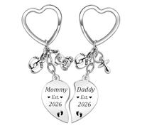 2ps Sweet New Parents Gifts for Couples Daddy and Mommy Est 2026 Keychains New Mom And Dad Gifts for First Time Mom Dad Soon to Be Parents Pregnancy Announcement Baby Shower Gender Reveal Gift Ideas