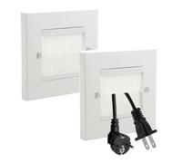 2Psc Brush Wall Plate, Cable Entry Cover, Single Gang White Faceplate, Cable Pass Through Insert for Wires, 8.6cm x 8.6cm Single Gang Wall Outlet Cables Entry-Plate for Home and Office