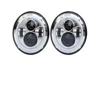 2Psc For Hummer H1 H2 Universal Car 7 Inch LED Headlight H4 Hi-Lo With Halo 4x4 Headlamp Assembly Front Lamp Assembly Front Lamp Assembly(45w halo light silve)