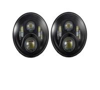 2Psc For Hummer H1 H2 Universal Car 7 Inch LED Headlight H4 Hi-Lo With Halo 4x4 Headlamp Assembly Front Lamp Assembly Front Lamp Assembly(50w black)