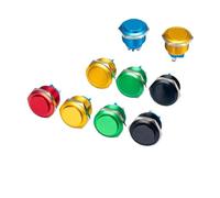 2psc Waterproof Metal Button Switch 16/19/22mm Self Reset Screw Welding Pin Red Yellow Green Blue Black Flat Power Switch(Yellow high head B,16mm)