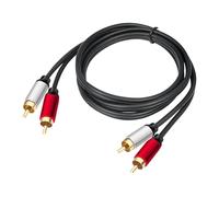2RCA Male to 2RCA Male Cable, Stereo Audio Cable, Phono to Phono Dual Shielded Connectors, Compatible with Home Theater HDTV Gaming Consoles Hi-Fi Systems - Premium Sound Quality, Flexible Jacket (1m)