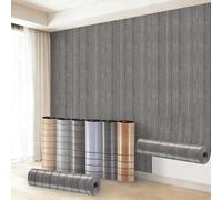 2Roll Grey Peel and Stick Wallpaper Wood Slat Textured Self Adhesive Wallpaper 3mm Thick Thermal Removable Insulating Wall Covering Roll For Living room Bedroom Kitchen Bathroom Bad Cold Walls