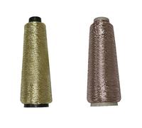 2Roll Metallic Crochet Thread Gold and Rose Gold,Glitter Metallic Yarn,Shinny Knitting Thread String