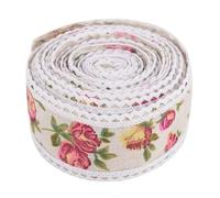 2Rolls Burlap Ribbon, Lace Printed Flower Jute Ribbon Hessian Jute Belt Strap 5m Ribbon for Gift Wrapping Wedding Cloth Decoration