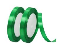 2Rolls Green Stain Ribbons 10mm x 22 Meters,Fabric Thick Gift Wrap Ribbon Christmas Ribbon for Gift Wrapping,Crafts,Flower Bouquets,Bow Making and Valentines Gifts Decorations