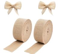 2Rolls Natural Burlap Ribbon Jute Ribbon,Hessian,Brown Roll for Decorating Wedding Gifts and Christmas Wreaths DIY Sewing Project,2cm x 10M