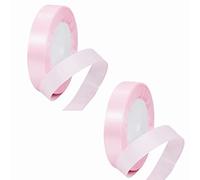 2Rolls Pink Stain Ribbons 15mm x 22 Meters,Fabric Thick Gift Wrap Ribbon Christmas Ribbon for Gift Wrapping,Crafts,Flower Bouquets,Bow Making and Valentines Gifts Decorations