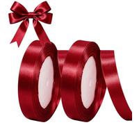 2Rolls Wine Stain Ribbons 15mm x 22 Meters,Fabric Thick Gift Wrap Ribbon Christmas Ribbon for Gift Wrapping,Crafts,Flower Bouquets,Bow Making and Valentines Gifts Decorations