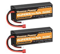 2S Lipo Battery 6200mAh 7.4V RC Lipo Batteries 50C Hard case with Deans T Plug Compatible with Axial Team Associated 1/81/10 RC Vehicles Car Truck Buggy Truggy Airplane Drone (2 Packs)
