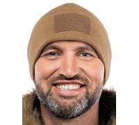 2SBR 2SABERS Tactical Winter Fleece Beanie with Patch Panel - Skull Watch Cap Hat Army, Coyote, XL