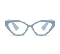 2SeeLife Oversized TR-90 Cat Eye Reading Glasses for Women - Medium-Wide Fit, Sturdy Frame, Premium Geometric Readers, Pastel Blue, +3.00