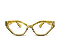 2SeeLife Oversized TR-90 Cat Eye Reading Glasses for Women - Medium-Wide Fit, Sturdy Frame, Premium Geometric Readers, Amber Gold, +2.00