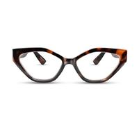 2SeeLife Oversized TR-90 Cat Eye Reading Glasses for Women - Medium-Wide Fit, Sturdy Frame, Premium Geometric Readers, Brown Tortoise, +2.00