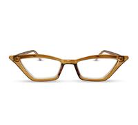 2SeeLife Premium Cat Eye Reading Glasses for Women - Narrow-Medium Fit, Sturdy Frame, Spring Hinges, Stylish Funky Readers, Amber Green, +2.00