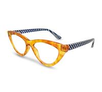 2SeeLife Premium Cat Eye Reading Glasses for Women - Narrow-Medium Fit, Sturdy Frame, Spring Hinges, Stylish Funky Readers, Honey Yellow, +2.00