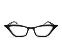 2SeeLife Premium Cat Eye Reading Glasses for Women - Narrow-Medium Fit, Sturdy Frame, Spring Hinges, Stylish Funky Readers, Black, +1.25