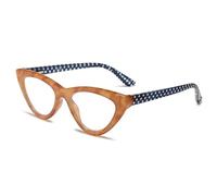 2SeeLife Premium Cat Eye Reading Glasses for Women - Narrow-Medium Fit, Sturdy Frame, Spring Hinges, Stylish Funky Readers, Honey Yellow, +1.25
