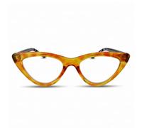 2SeeLife Premium Cat Eye Reading Glasses for Women - Narrow-Medium Fit, Sturdy Frame, Spring Hinges, Stylish Funky Readers, Honey Yellow, +3.00