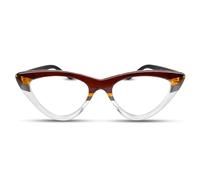 2SeeLife Premium Cat Eye Reading Glasses for Women - Narrow-Medium Fit, Sturdy Frame, Spring Hinges, Stylish Funky Readers, Brown Stripes, +2.75