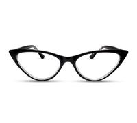 2SeeLife Small Cat Eye Reading Glasses for Women - Narrow-Medium Fit, Sturdy Frame, Spring Hinges, Premium Funky Readers, Black, +2.75