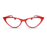 2SeeLife Small Cat Eye Reading Glasses for Women - Narrow-Medium Fit, Sturdy Frame, Spring Hinges, Premium Funky Readers, Red, +1.75