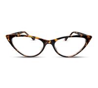 2SeeLife Small Cat Eye Reading Glasses for Women - Narrow-Medium Fit, Sturdy Frame, Spring Hinges, Premium Funky Readers, Brown Tortoise, +1.25