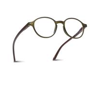 2SeeLife Small Round Reading Glasses for Men & Women - Narrow-Medium Fit, Sturdy Frame, Spring Hinges, Premium Retro Readers, Green Wood, +2.50