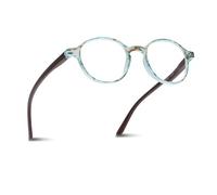 2SeeLife Small Round Reading Glasses for Men & Women - Narrow-Medium Fit, Sturdy Frame, Spring Hinges, Premium Retro Readers, Aqua Blue, +1.25