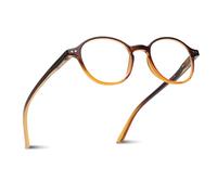 2SeeLife Small Round Reading Glasses for Men & Women - Narrow-Medium Fit, Sturdy Frame, Spring Hinges, Premium Retro Readers, Brown, +1.75