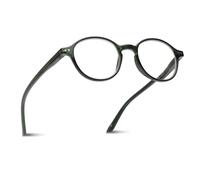 2SeeLife Small Round Reading Glasses for Men & Women - Narrow-Medium Fit, Sturdy Frame, Spring Hinges, Premium Retro Readers, Green, +1.25