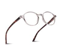 2SeeLife Small Round Reading Glasses for Men & Women - Narrow-Medium Fit, Sturdy Frame, Spring Hinges, Premium Retro Readers, Clear Tortoise, +3.00