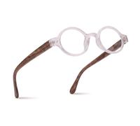 2SeeLife Small Round TR-90 Reading Glasses for Men & Women - Narrow-Medium Fit, Sturdy Frame, Spring Hinges, Retro Readers, Clear, +1.75
