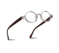 2SeeLife Small Round TR-90 Reading Glasses for Men & Women - Narrow-Medium Fit, Sturdy Frame, Spring Hinges, Retro Readers, Clear, +1.50