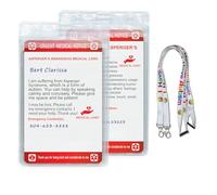 2set Asperger's Syndrome Awareness Medical Card with Writable Panel and Patterned Lanyard Emergency Contact Card