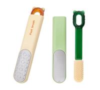 2Set Dual-Sided Stainless Steel Foot File, 2-in-1 Foot Callus Remover with Soft Cleaning Brush, Portable Dry and Wet Pedicure Tools for Home and Travel (Orange,Green)