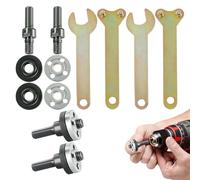 2Set Electric Drill Angle Grinder Connecting Rod Set,Right Angle Drill Attachment,Angle Grinder Tool Drill Arbor Mandrel Adaptor with Grinders Flange Nuts and Spanner Wrench Conversion Tool (10Pcs)