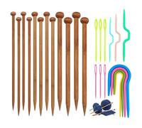 2Set Knitting Tool Sets, 10mm, 8mm, 6mm Bamboo Knitting Needles, U-Shaped, Bow-Shaped Twisted, Jumper Sewing Needles, 25cm Long Needle Set for Professional Knitters, 25 PCS