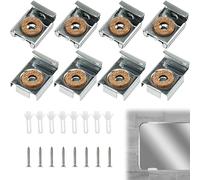 2SET Mirror Hanging Kit Spring Loaded Mirror Clips Frameless Mirror Glass Wall Hanging Fixing Kit Sturdy and Durable Mirror Hanger Clips Suitable for Bathroom Toilets Living Room Public Places
