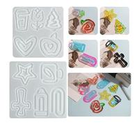 2set Resin Bookmark Molds Silicone 10-Cavity Paperclip Shape Bookmarks Silicone Mold for Epoxy Resin Casting Flower Star Heart Paper Clips Bookmarks Mould for UV Epoxy Crafts DIY Book Lovers Gift